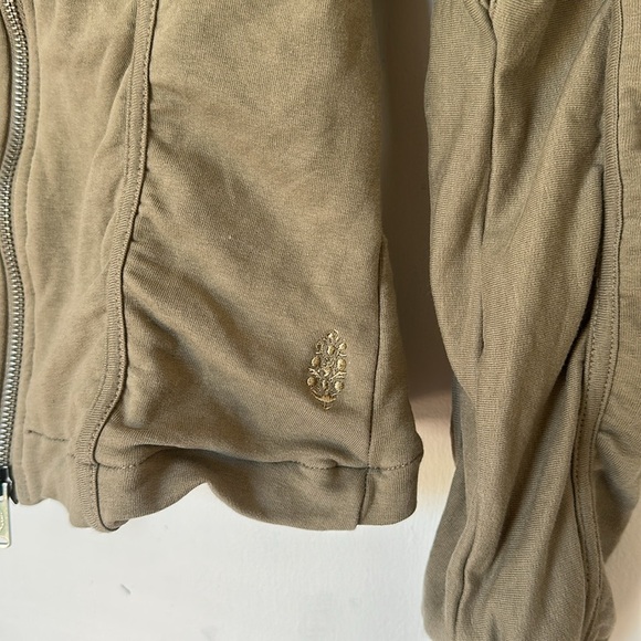 Free People movement Foundation Ruched Seam zip Jacket Desert Taupe beige S - Picture 3 of 6